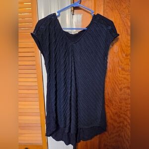 Maurices Navy Textured Short Sleeve Top Large